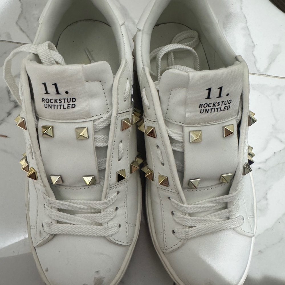 Valentino Garavani White Sneakers with Gold Logo